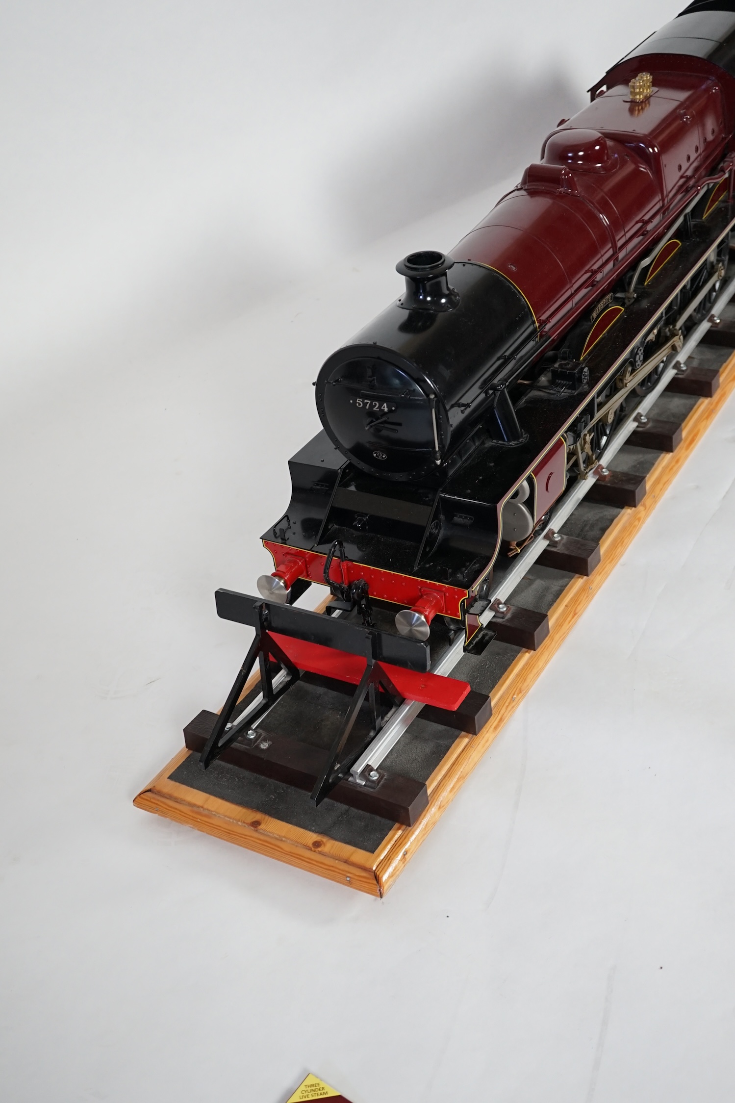 A Kingscale by Silver Crest Models 5 inch gauge coal fired live steam LMS Jubilee Class 4-6-0 locomotive, in lined maroon livery as Warspite 5724